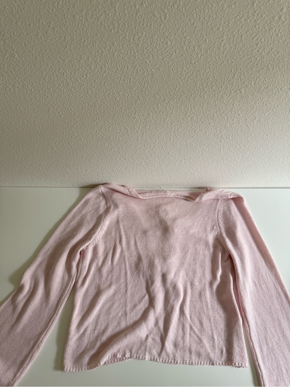 No Boundaries Pale Pink Knit Tie-Front Sweater - Picture 3 of 3